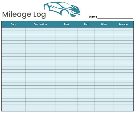 Mileage Log Sheet Template Free Pdf Printables Printablee