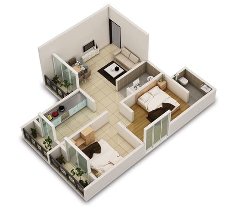 25 Two Bedroom House Apartment Floor Plans