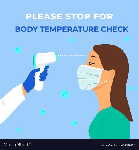 Body Temperature Check Required Sign Coronavirus Vector Image