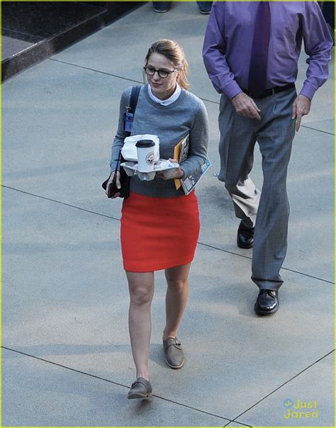 Full Sized Photo Of Melissa Benoist Nerdy Chic Supergirl Pilot Filming