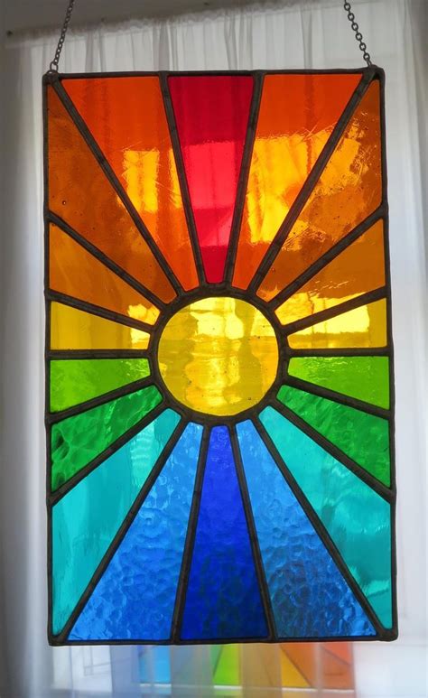 Sunburst Stunning Bright Stained Glass Suncatcher Panel Image 1