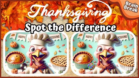 Thanksgiving Spot The Difference Brain Break Thanksgiving Games