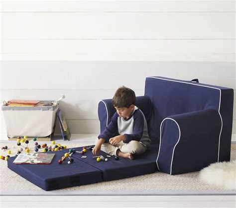 Shown in leather, burnished bourbon. Navy with White Piping Anywhere Sofa Lounger®| Kids Lounge ...