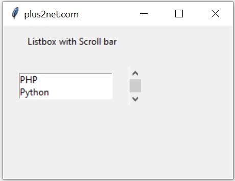 Tkinter Scrollbar With Options And Methods