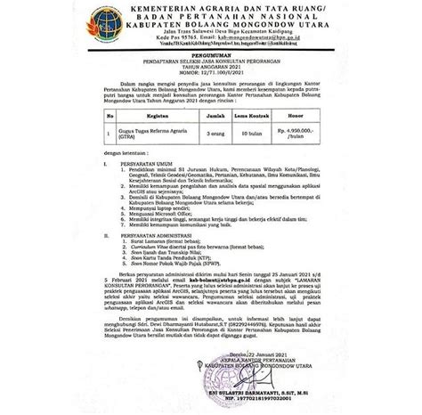Lowongan Kerja Non PNS Kementerian ATR/BPN Minimal S1 Bulan Februari