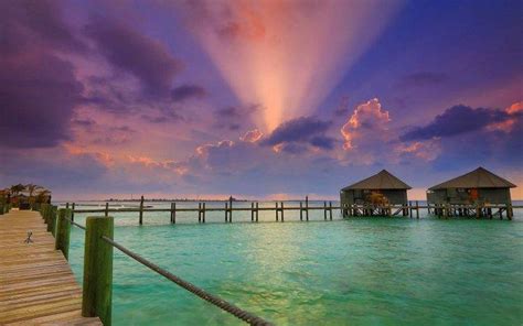 Nature Landscape Sun Rays Beach Clouds Resort Sunset