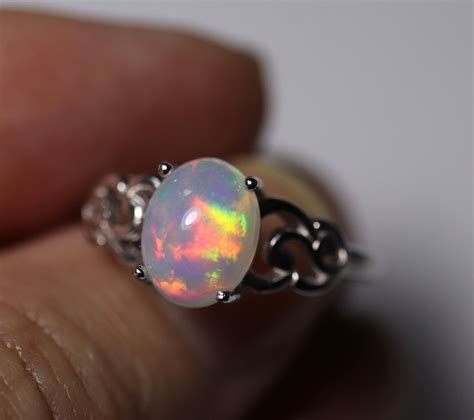 Ethiopian Fire Opal Ring Natural Opal Jewelry Genuine Opal Etsy