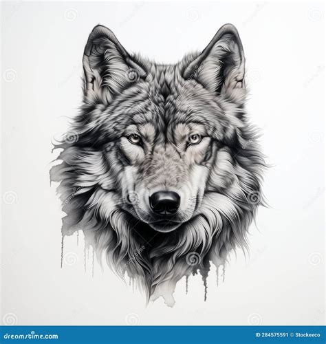 Realistic Wolf Portrait Tattoo Drawing With High Contrast And 3d Effect