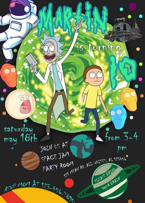 Rick And Morty Birthday Party Invitation Amazing Designs US