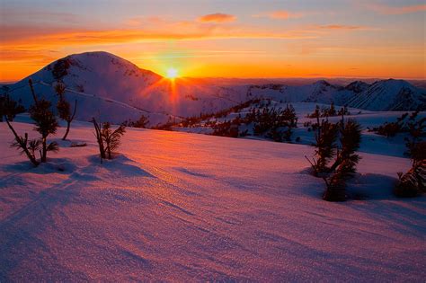 Image Mountain Snow Sunset Information Database