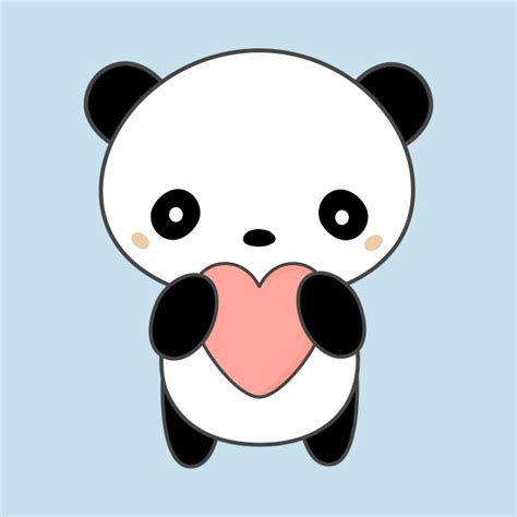 Kawaii Cute Panda Bear With Heart T Shirt Kawaii Panda T Shirt