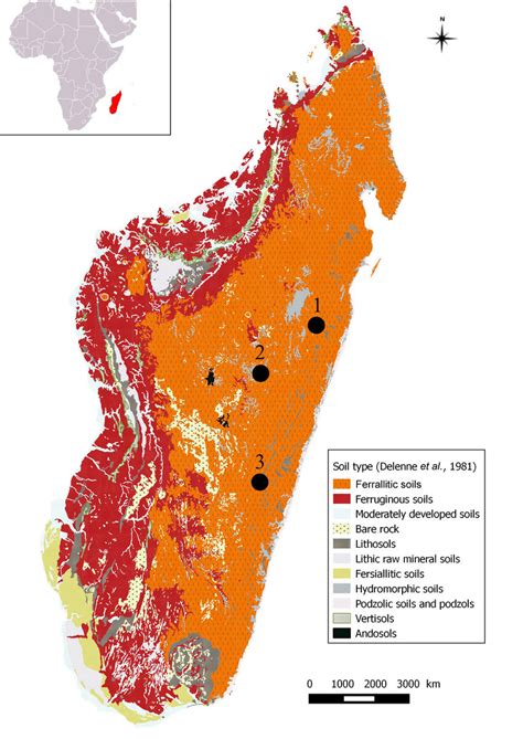 The soil texture analysis procedures used the hydrometer method. Main soil types of Madagascar, with indication of the ...