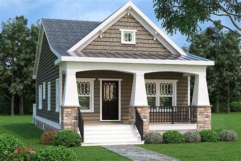 One story modern design with gable roof. 2 Bed Bungalow House Plan with Vaulted Family Room ...