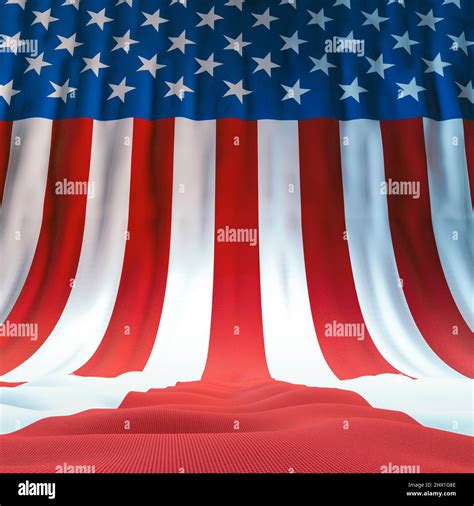 Usa Flag Stage Backdrop 3d Illustration Of Huge Flowing Stars And