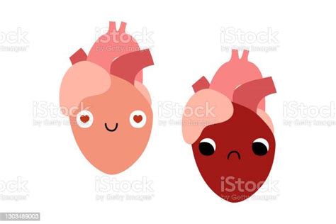 Cute Hearts Characters With Smiling And Sad Face Funny Kawaii Human