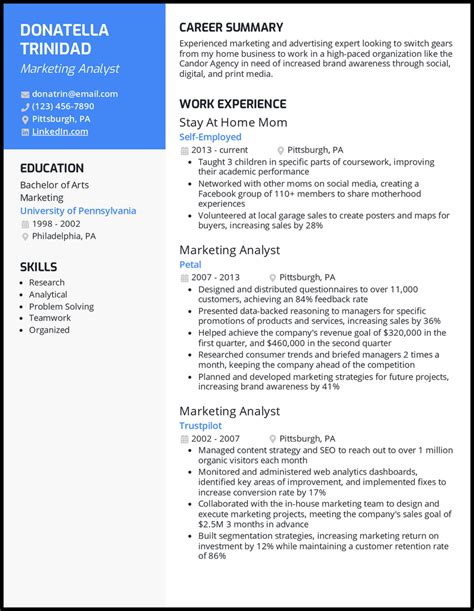 Stay At Home Mom Resume Examples That Worked In