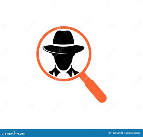 Detective With Magnifying Glass Investigation Service Vector Icon Logo