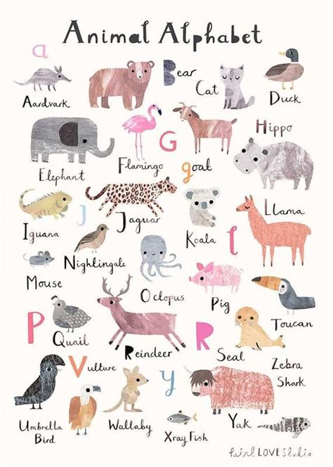 Digital Download Printable Animal Alphabet Nursery Art Childrens