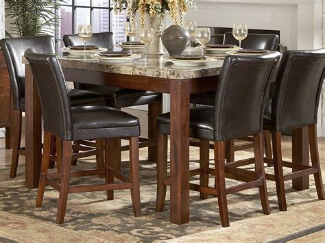 Benzara 3 piece table set with marble table top, dark oak brown. Homelegance Achillea Counter Height Dining Table-Marble ...