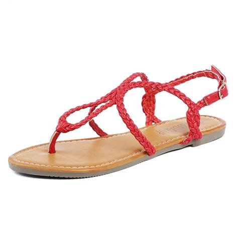 Buy Sandalup Womens Braided Strap Thong Flat Sandals Red 08 At