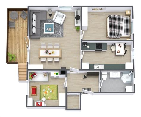 10 Awesome Two Bedroom Apartment 3d Floor Plans Architecture And Design