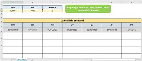Modelo De Calendário Semanal No Excel Ninja Do Excel