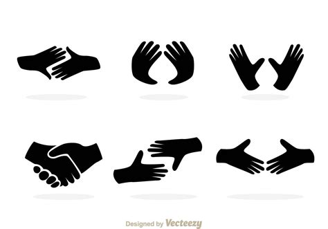 Illustration Set Of Various Hand Icons In Black Color With A White