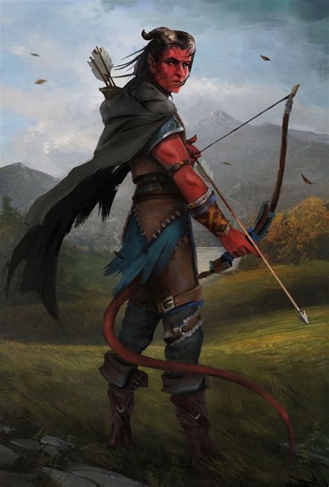 Artstation Tiefling Archer Dmytro Rudenko Pathfinder Character Character Portraits