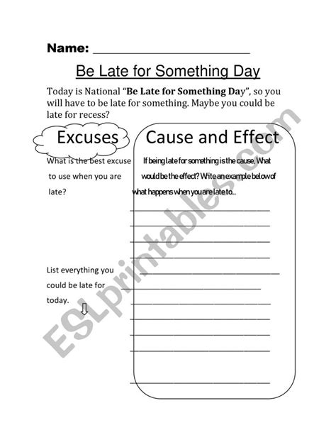 Be Late For Something Day Esl Worksheet By Josnan