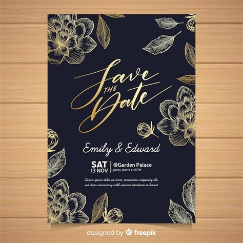 Free Vector Elegant Wedding Invitation Card Template