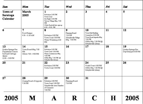 It will take you to the printing page, where you can take the printout by clicking on the browser print button. March 2005 Calendar Gallery