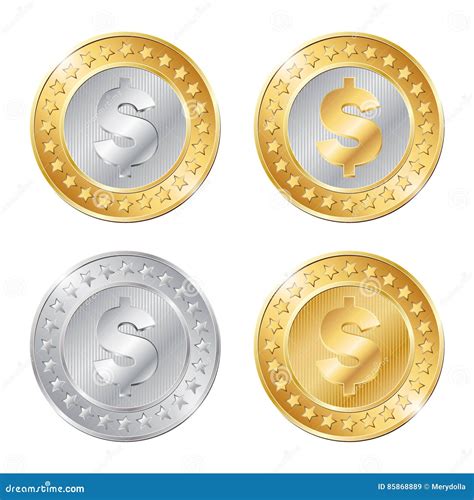 Illustration Of Four Gold And Silver Coins Stock Illustration