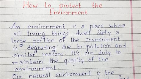 Write A Short Essay On How To Protect The Environment Essay On