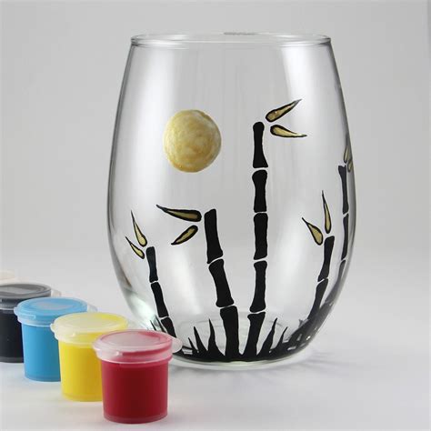 Bella Paint For Glass Kit Stemless Wine Glass Painting Glassware