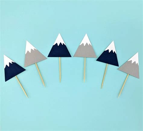 Mountain Cupcake Toppers Adventure Awaits Party Adventure Etsy