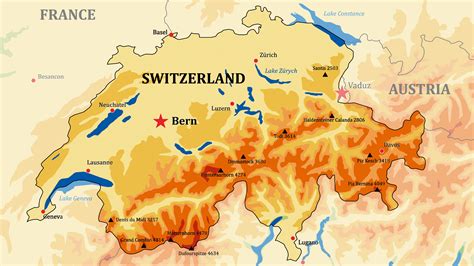 Svizzera Cartina Fisica Idee Su Cartine Geografia Fisico Mappe