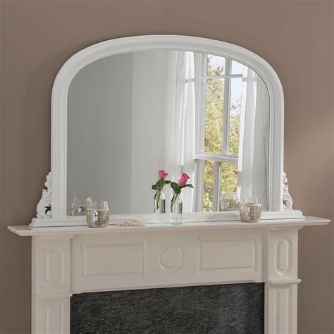 Antique French Style White Overmantle Mirror Overmantle Mirrors