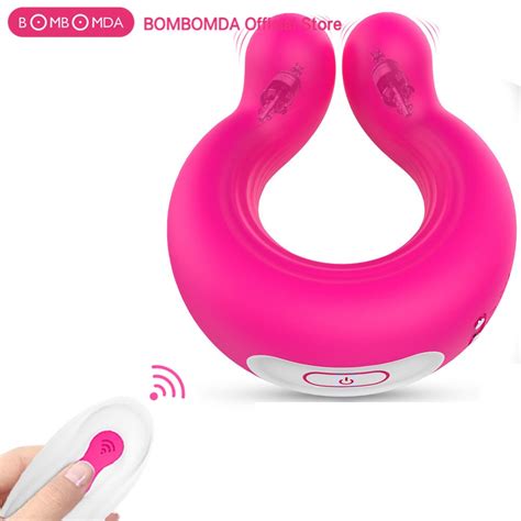 Wireless Remote Vibrating Penis Ring Double Motor U Shape Vibrator For