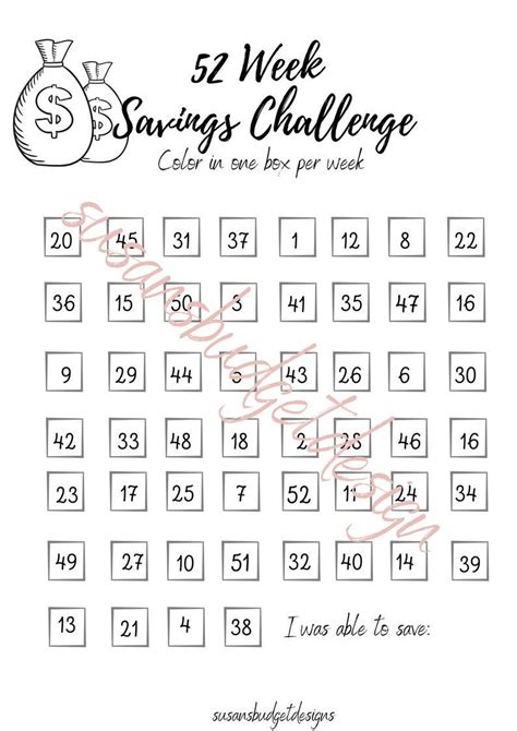 52 Week Savings Challenge Saving Money Challenges Printables