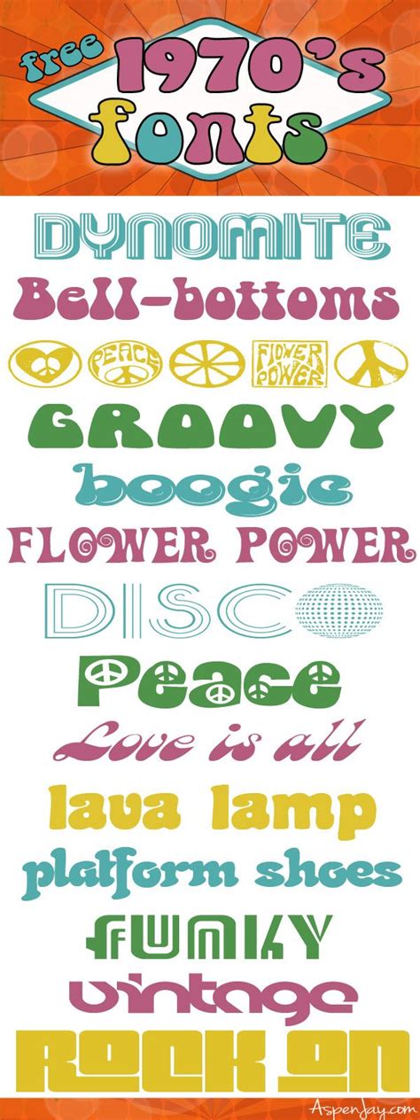 Groovy Free 70s Fonts Aspen Jay 70s Theme Party 70s Party Disco
