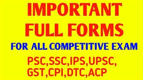 Important Full Form For All Competitive Exam Important Full Form Ias