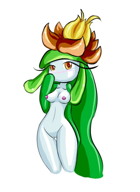 Rule 34 Anthro Breasts Color Female Front View Green Hair Hair Lilligant Long Hair
