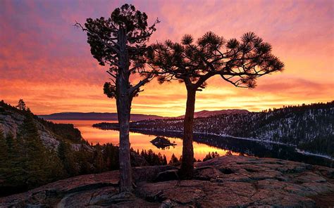 Emerald Bay Lake Tahoe From Elk Falls California Landscape Usa