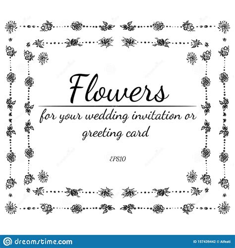 Wedding Floral Frame In Vintage Style Isolated On Black Background