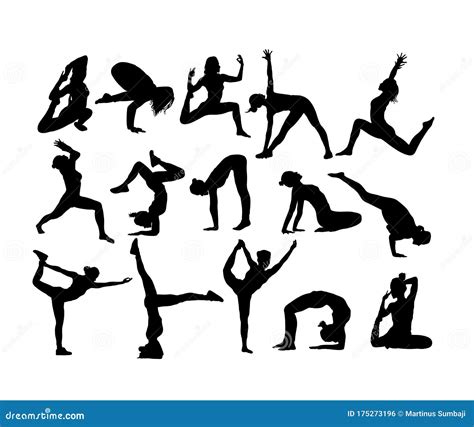 Yoga Activity Silhouettes Stock Vector Illustration Of Pose 175273196
