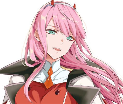 Download Long Hair Green Eyes Pink Hair Horns Zero Two Darling In The