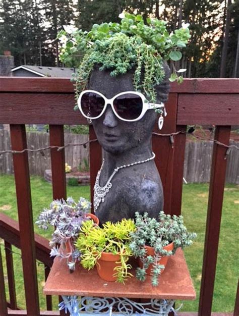 Stone Head Planter Changing Your Garden Appearance Balcony