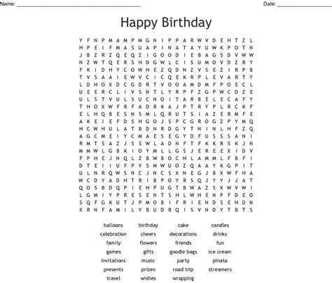 Happy Birthday Word Search Wordmint Word Search Printable
