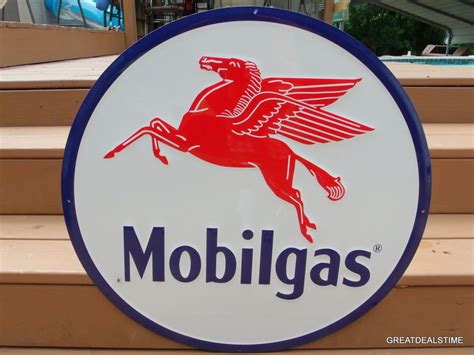 Large Mobilgas Signmobil Gas Station Advertising Pegasus Logo Vintage