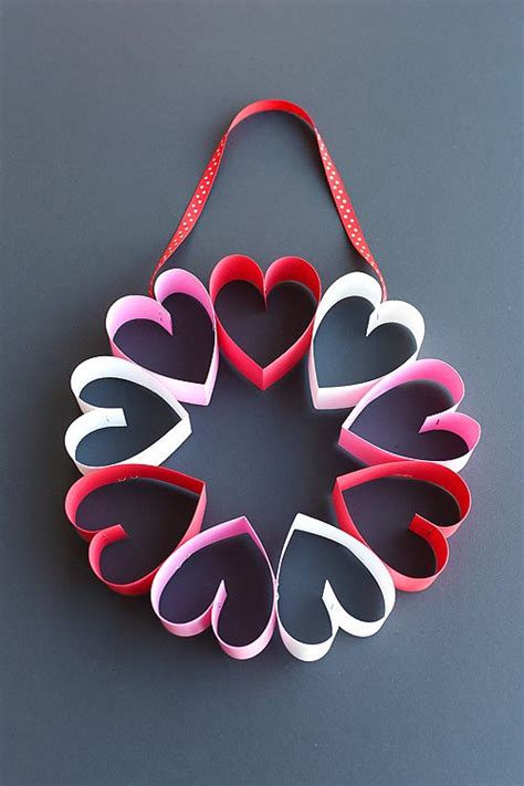 Stapled Paper Heart Wreath Valentines Day Crafts For Kids Valentine